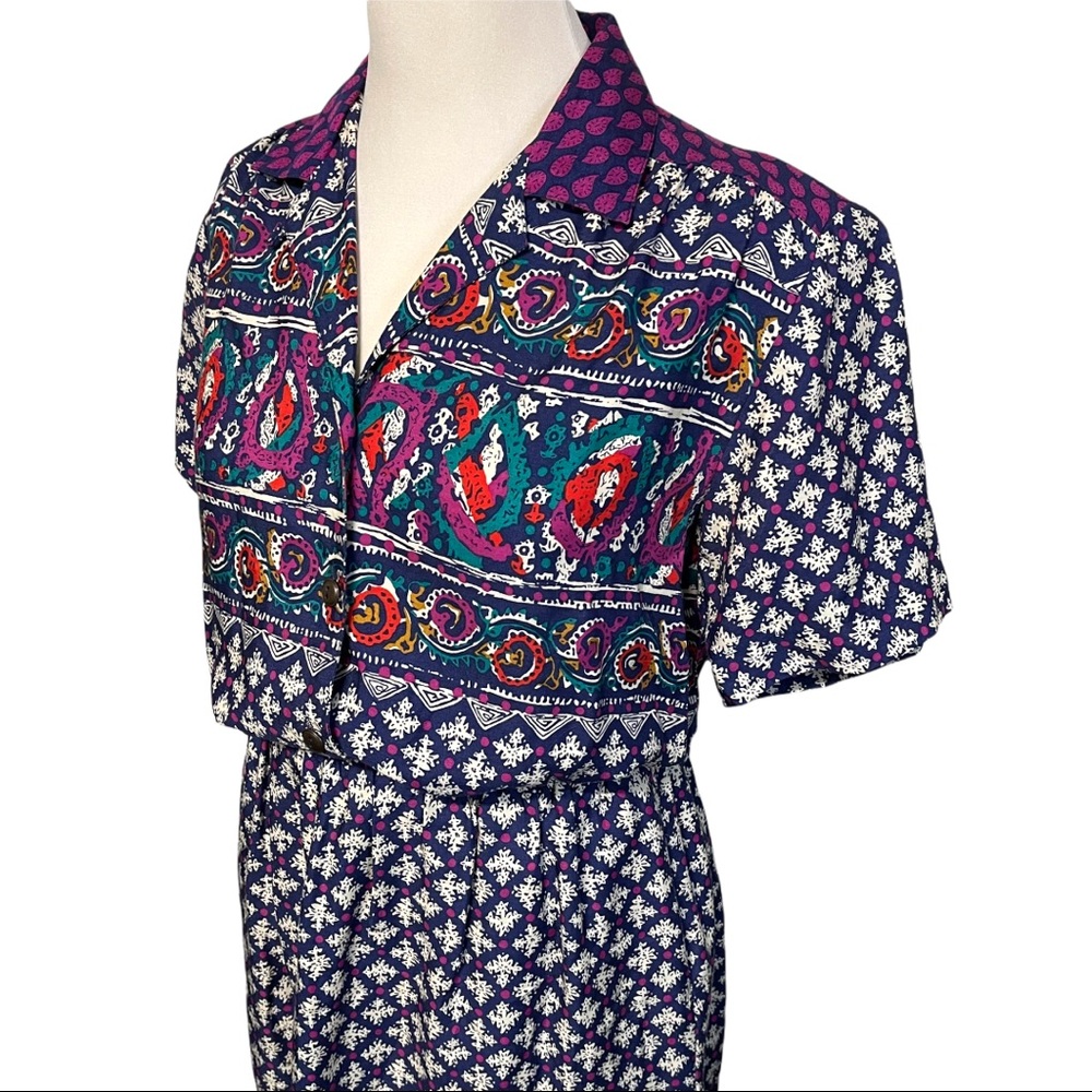 Vintage Laura & Jayne Collection Bright Boho Print Casual Skirt Set Size M - Picture 6 of 11